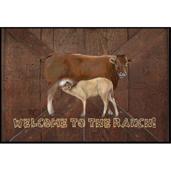 Carolines Treasures Welcome to the Ranch with the Cow and Baby Indoor or Outdoor Mat SB3084JMAT - main